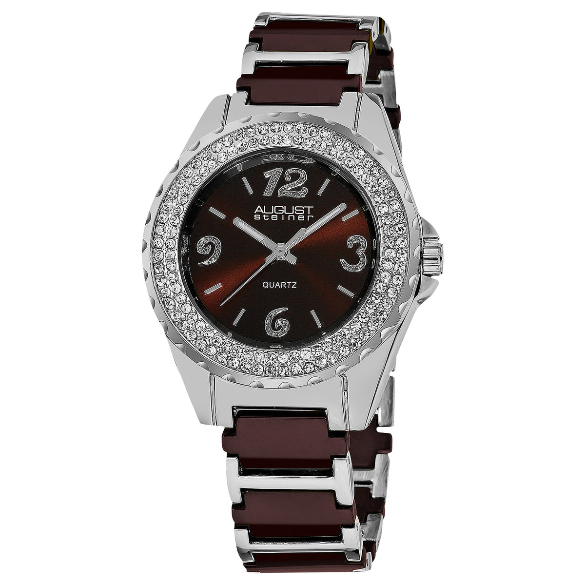 August Steiner AS8036BR Quartz Movement Crystal Bezel Bracelet Women's Watch