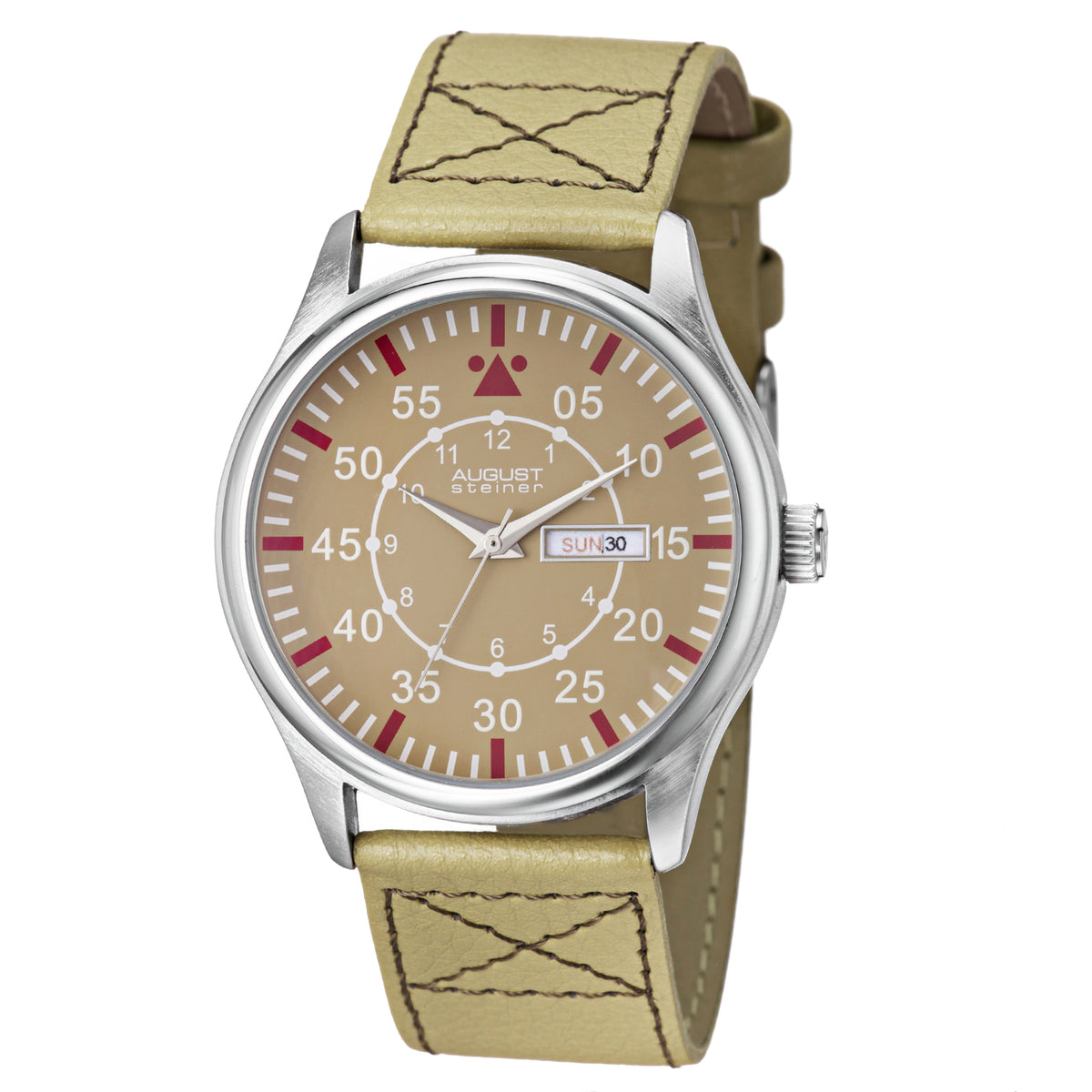 August Steiner AS8074TN Classic Quartz Movement Date Leather Strap Men's Watch
