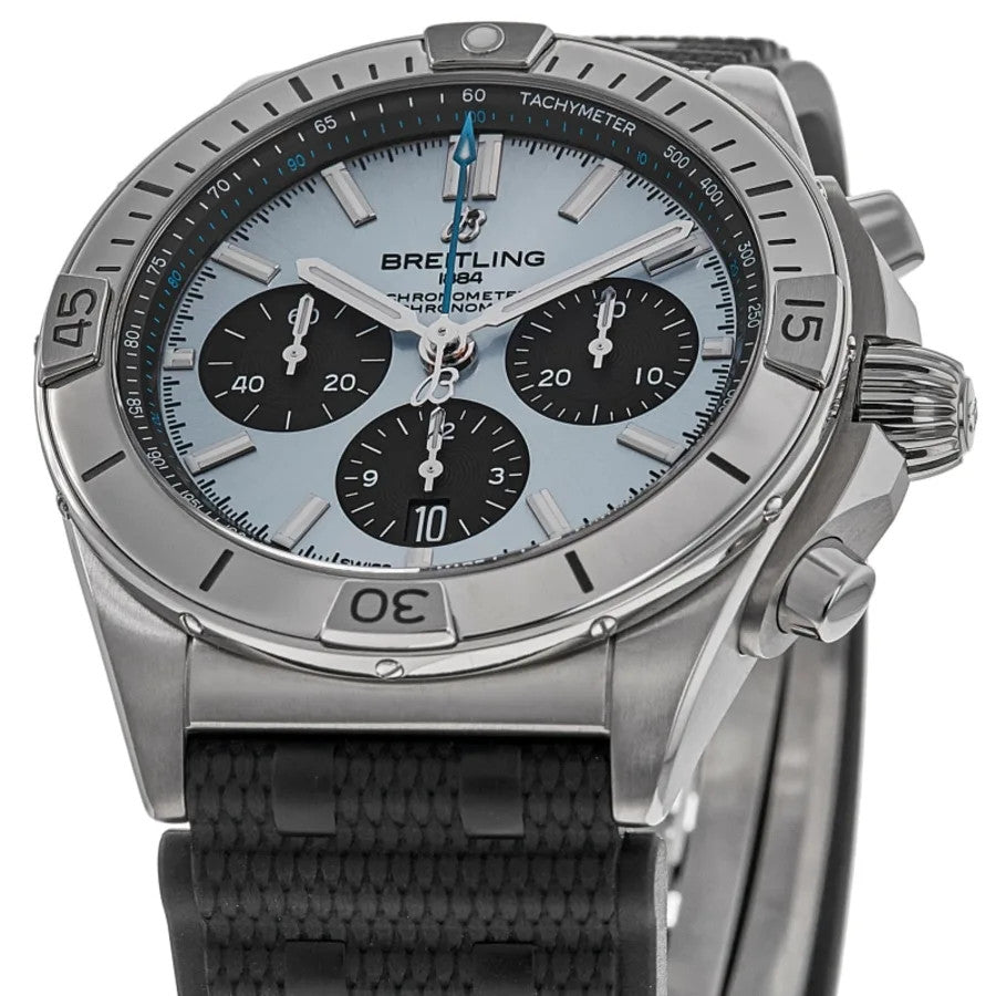 Breitling Chronomat B01 42 Ice Blue Dial Rubber Men's Watch PB0134101C1S2