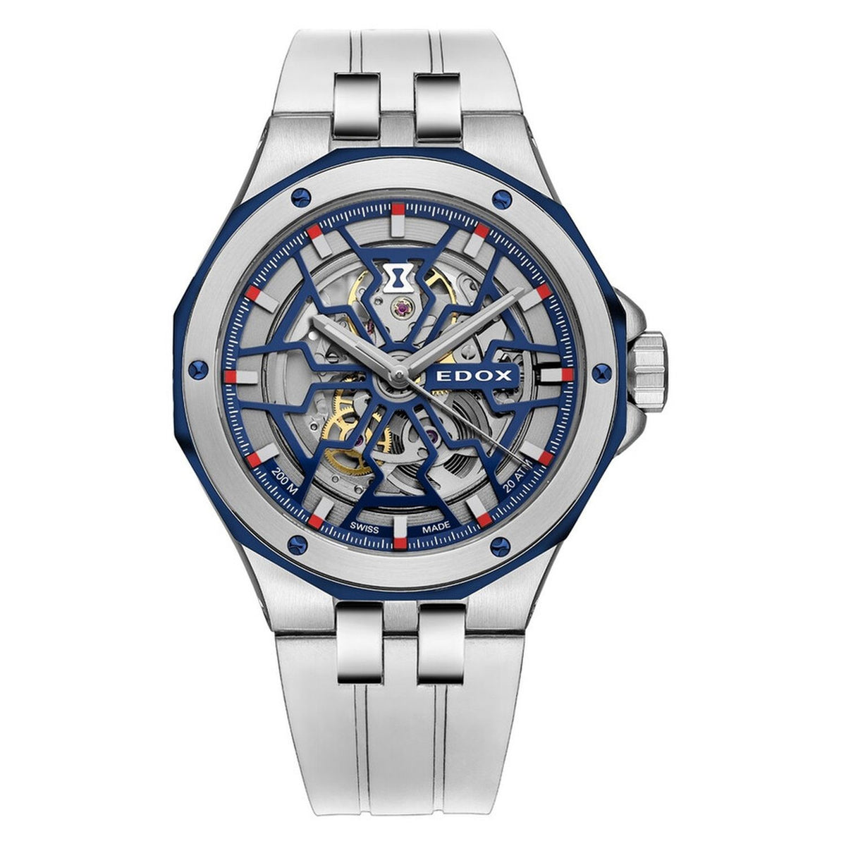 Edox 85303 357BUCAB BUIRB Men's Delfin Mecano Blue Dial Automatic Watch