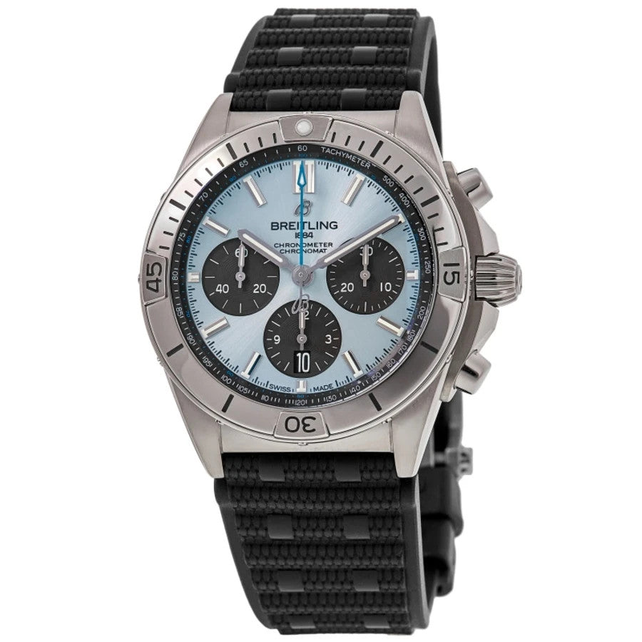 Breitling Chronomat B01 42 Ice Blue Dial Rubber Men's Watch PB0134101C1S2