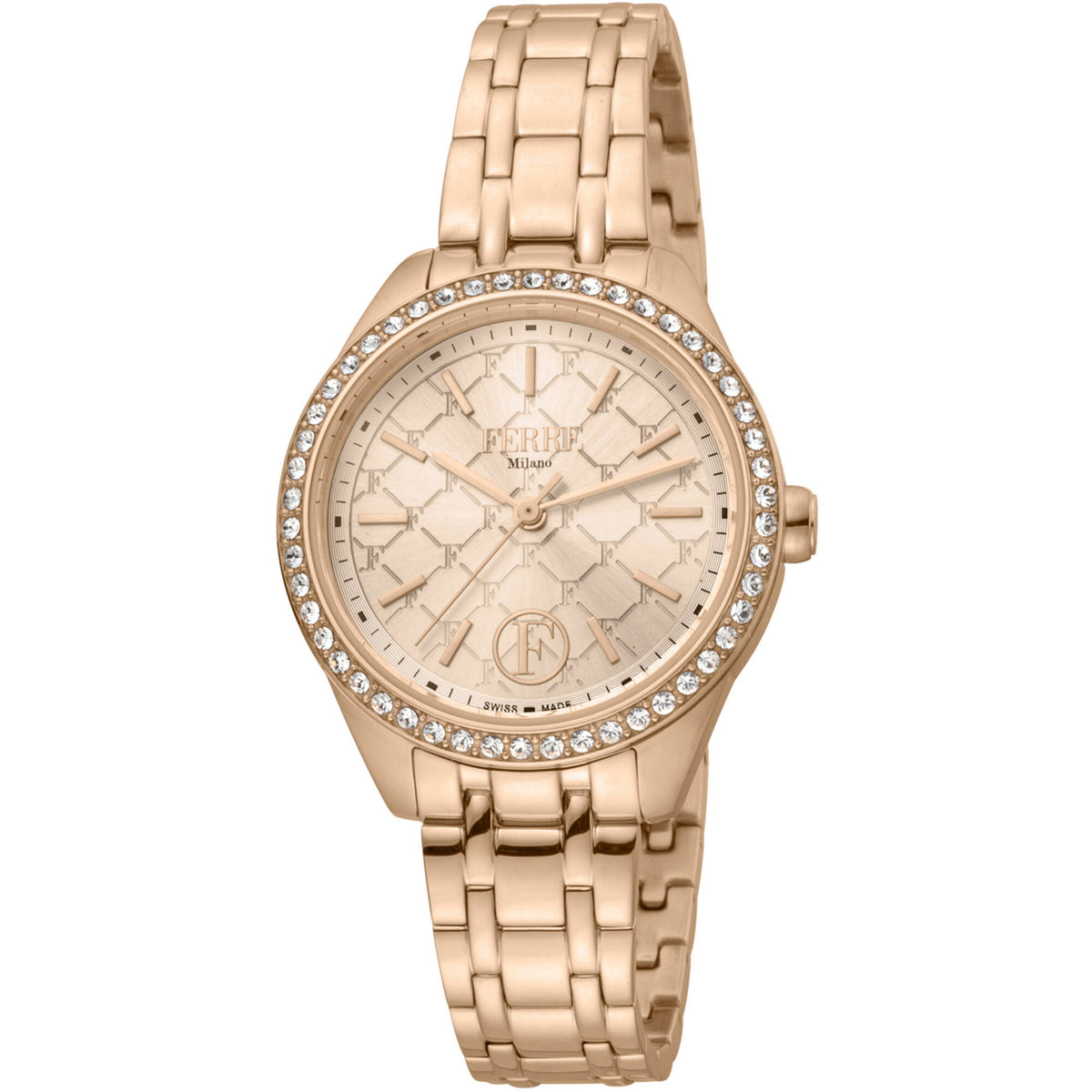 Ferre Milano Women's Watch Classic Quartz Rose Gold Tone Dial Steel FM1L116M0261