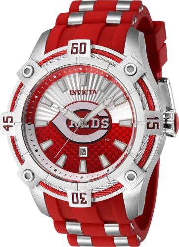 Invicta Men's 43265 MLB Cincinnati Reds Quartz Red, Silver Dial Watch