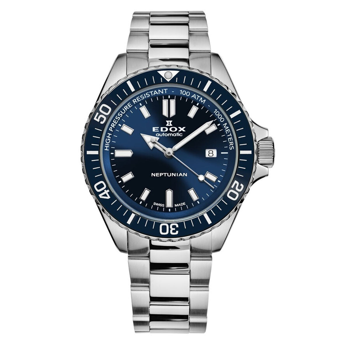 Edox 80120 3BUM BUF Men's SkyDiver - Neptunian Blue Dial Automatic Watch
