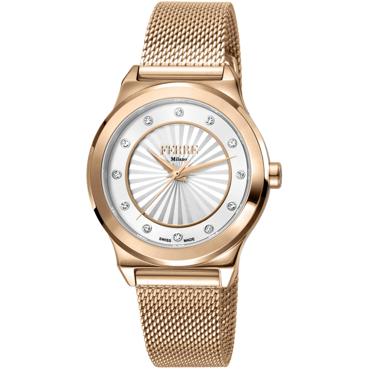 Ferre Milano Women's Watch Classic White Dial Rose Gold Bracelet FM1L125M0261
