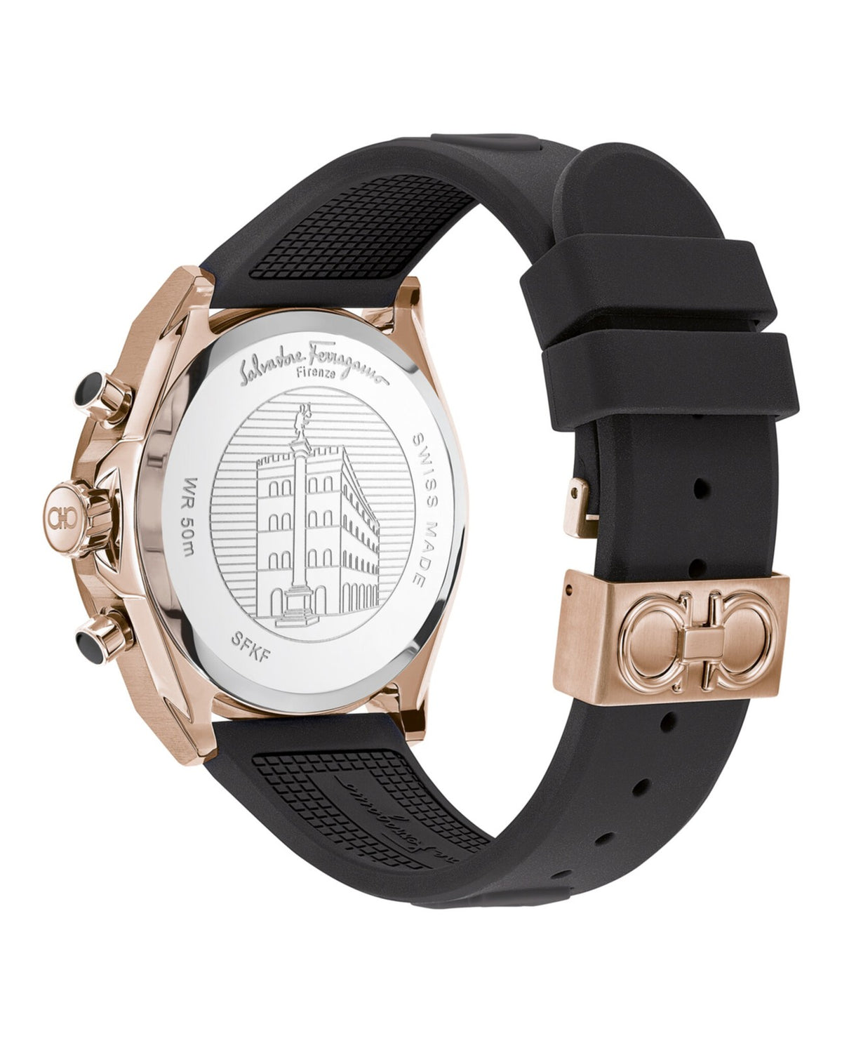 Salvatore Ferragamo Mens Rose Gold 43mm Strap Fashion Watch SFKF00423