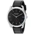 Nixon Men's Watch C45 Quartz Silver Tone Case Black Leather Strap A465008