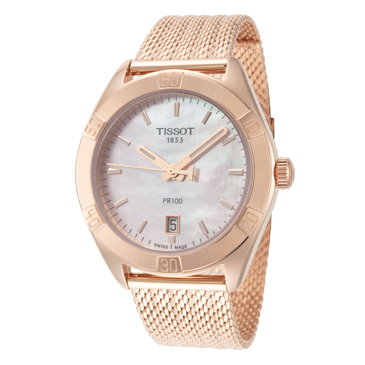 Tissot Women's T1019103315100 PR 100 36mm Pink MOP Dial Stainless Steel Watch