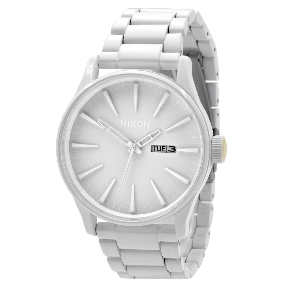 Nixon Men's Watch Sentry Day-Date Quartz White Dial Steel Bracelet A356-12600