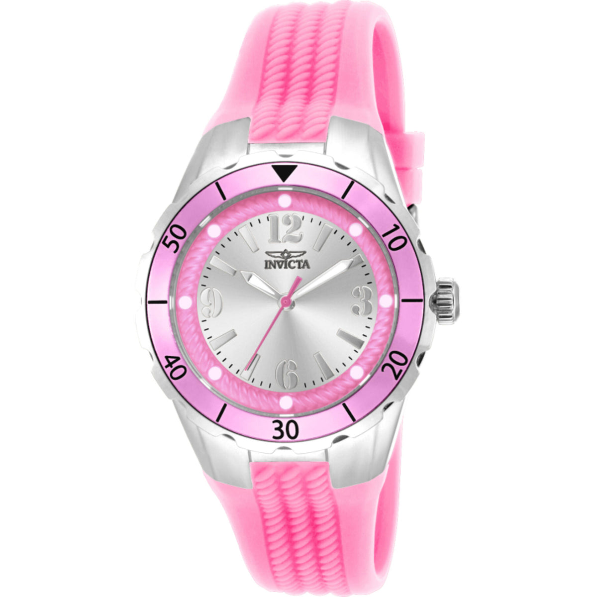 Invicta Women's Watch Angel Silver and Pink Dial Silicone Strap Quartz 17480