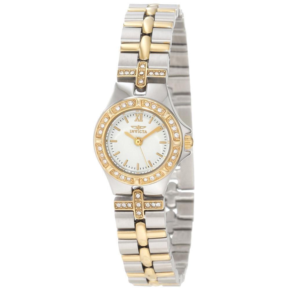 Invicta Women's Watch Two Tone Stainless Steel White Dial Quartz Bracelet 0133