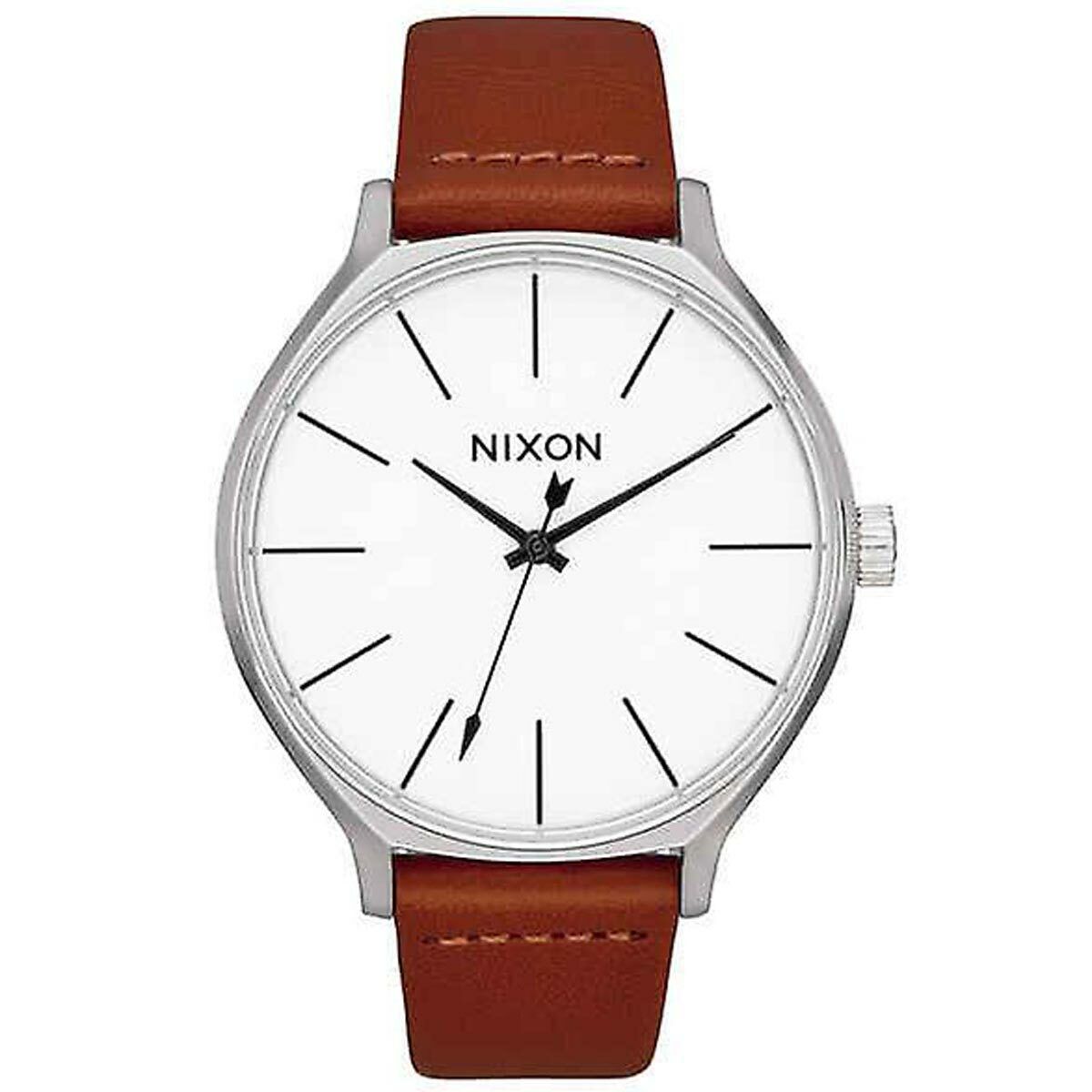 Nixon Women's Watch Clique Japanese Quartz White Dial Leather Strap A12501113