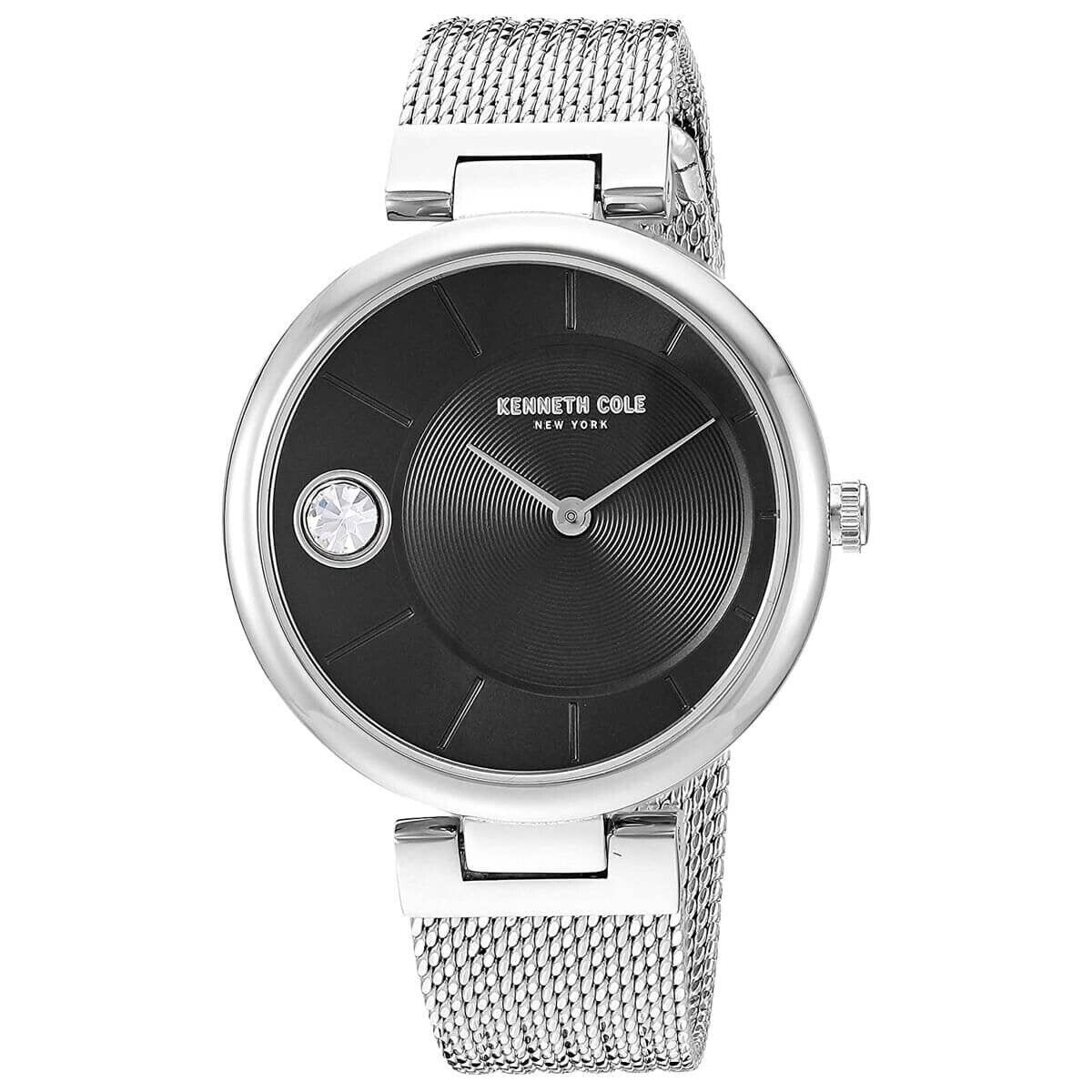 Kenneth Cole Ladies Diamond Stainless Steel Black Dial Watch - KC50786001