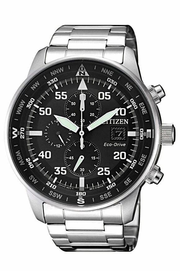 Citizen Men's Aviator Chronograph Black Dial Eco-Drive Watch - CA0690-88E