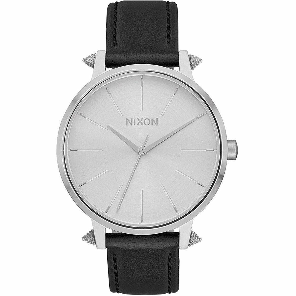 Nixon Women's Watch Kensington Quartz Silver Dial Leather Strap SS Case A1083149