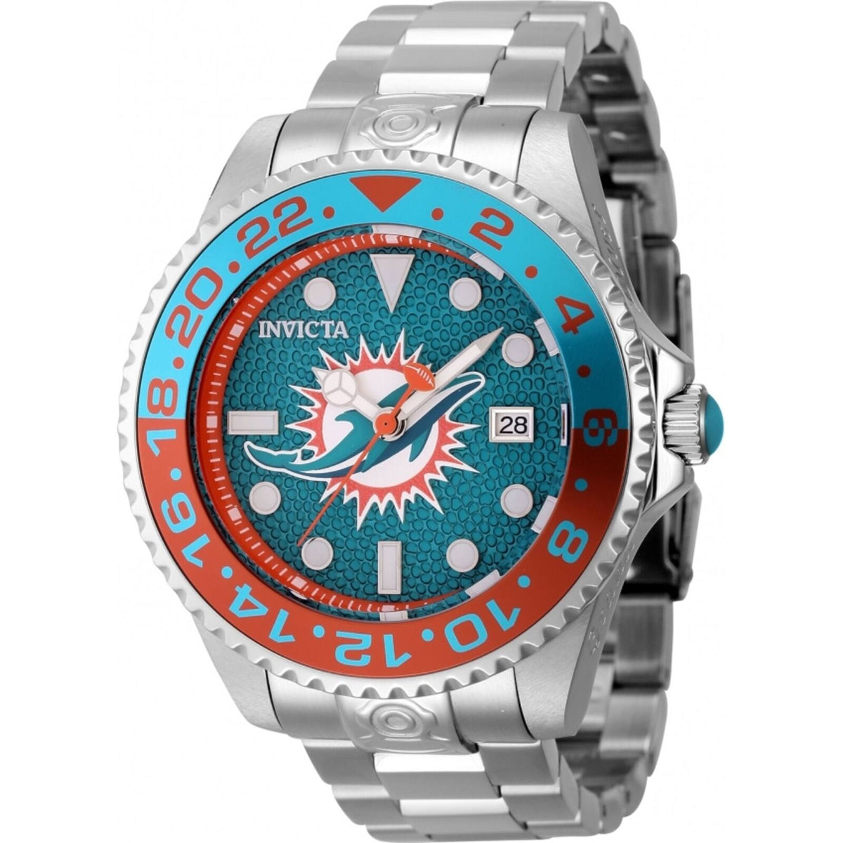 Invicta Men's Watch NFL Miami Dolphins Green and Orange Dial Bracelet 45029