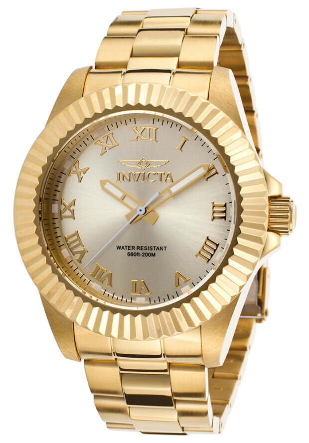 Invicta Pro Diver Champagne Dial Gold-tone Roman Numerals Mens Watch