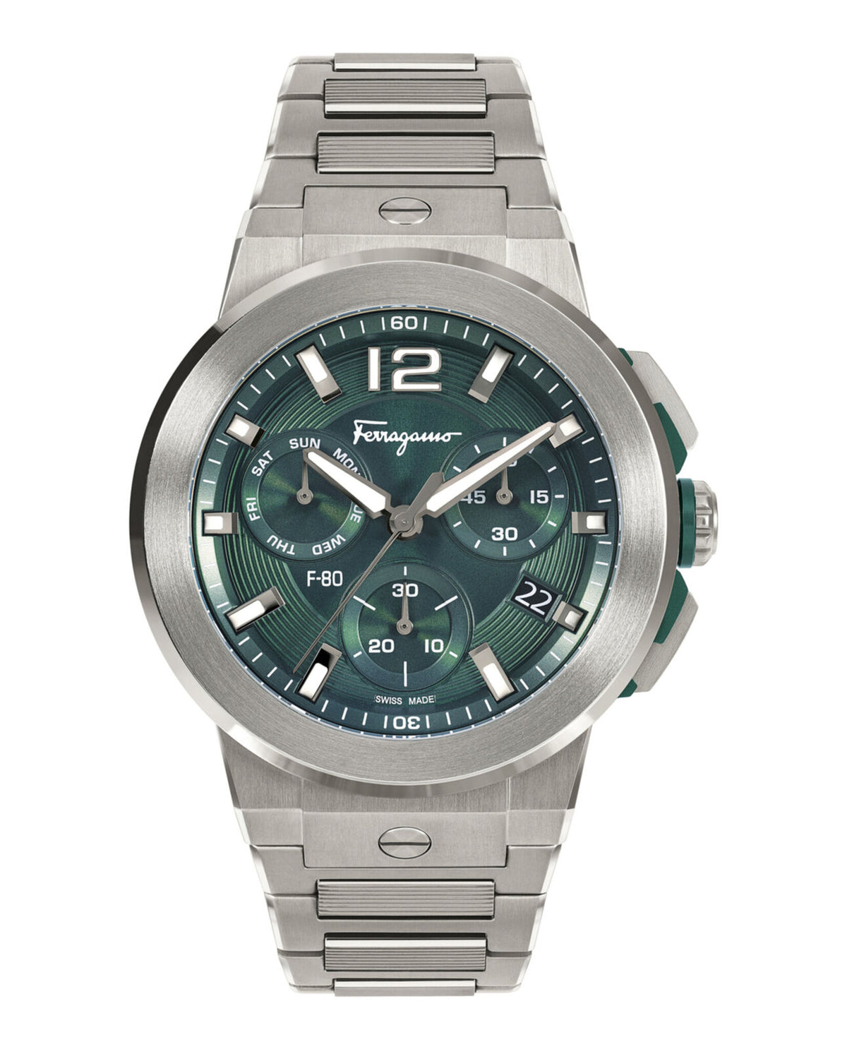 Salvatore Ferragamo Mens F-80 Titanium 44mm Bracelet Fashion Watch