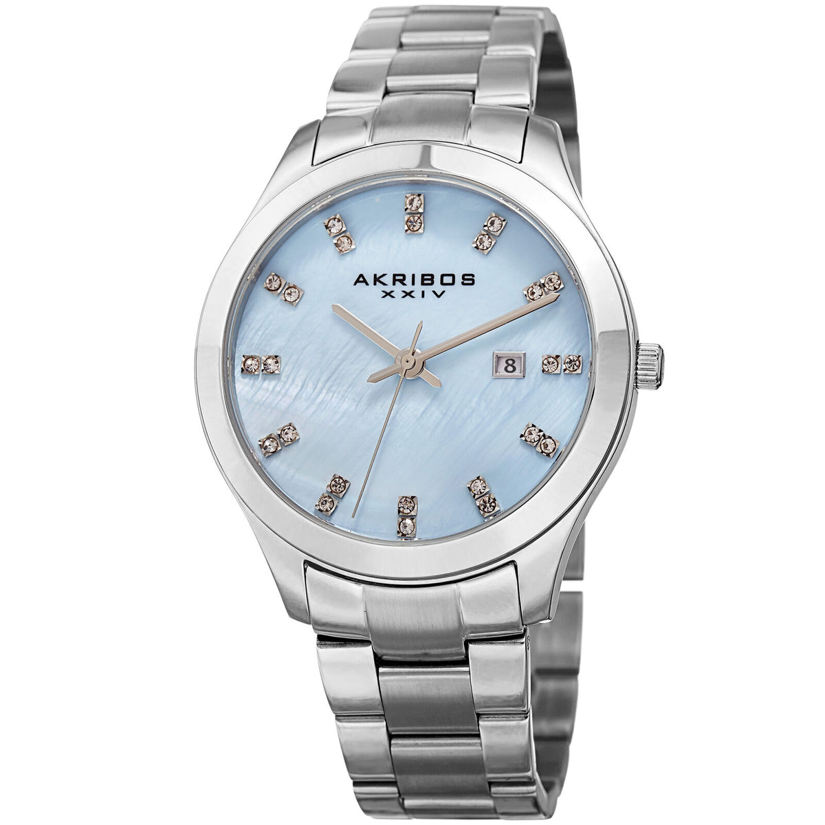 Akribos XXIV AK954BU Light Blue Mother of Pearl Dial Date Bracelet Women's Watch