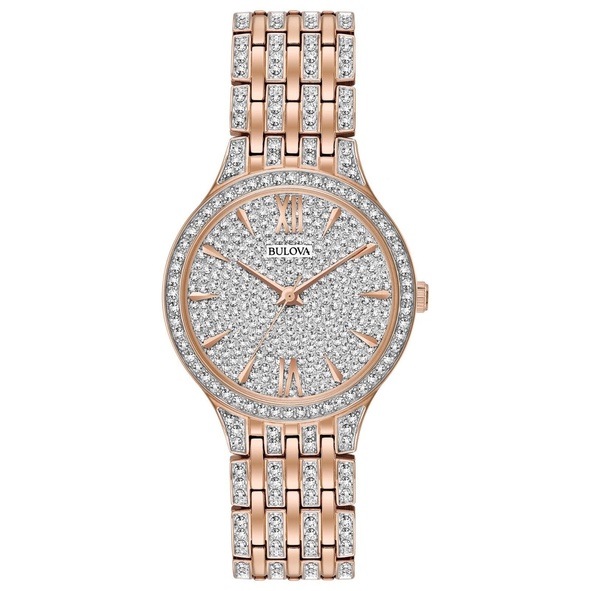 Bulova Phantom Women Quartz Rose Gold Stainless Steel Crystal Watch 32MM 98L235