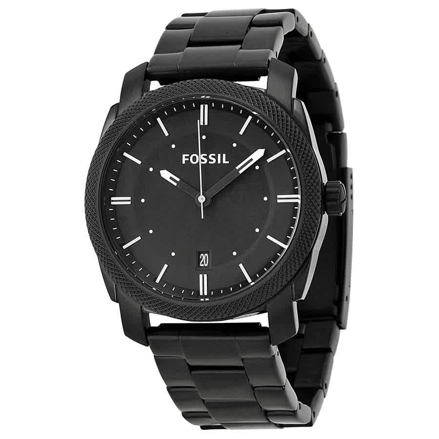 Fossil Machine Black Dial Black-plated Men's Watch FS4775