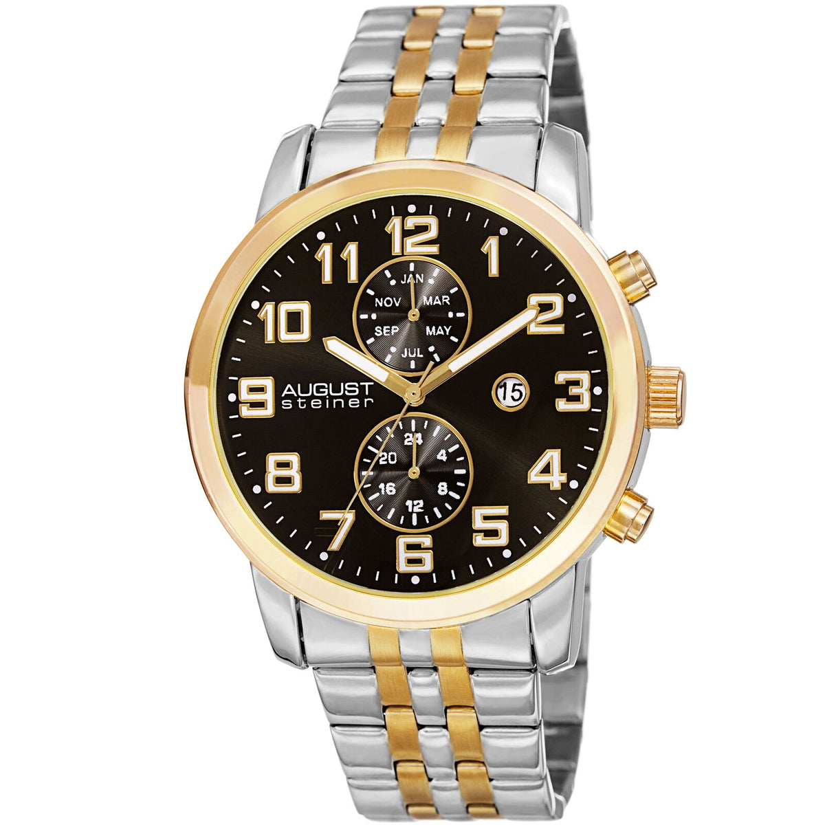 August Steiner AS8175TTGB Swiss Dual-Time Two-tone Stainless Steel Men's Watch