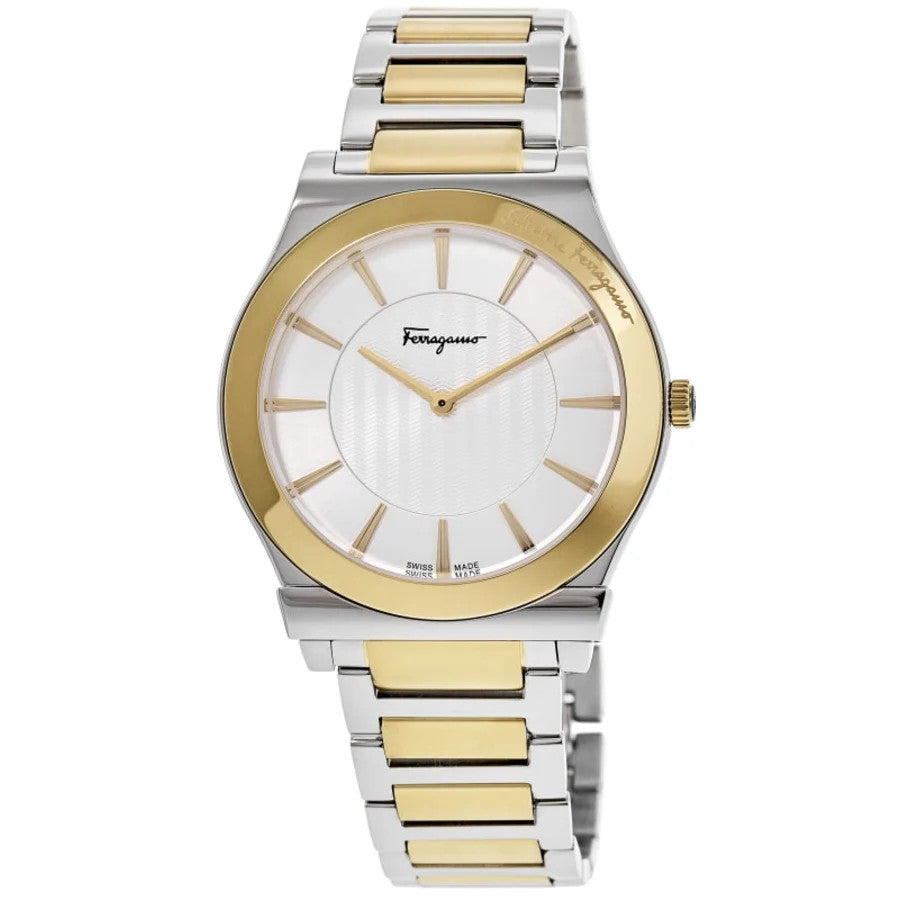 Salvatore Ferragamo 1898 Slim Silver Dial Two Tone Men's Watch SFPE00922