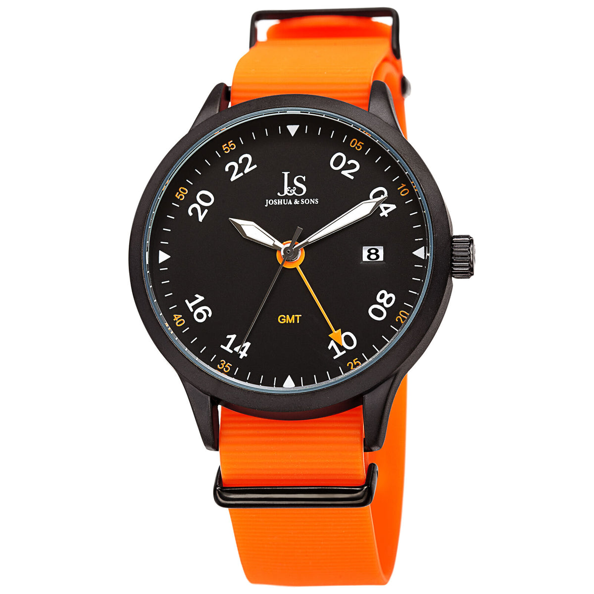 Joshua & Sons JX147BK Orange Quartz Date Silicone Strap Sports Men's Watch