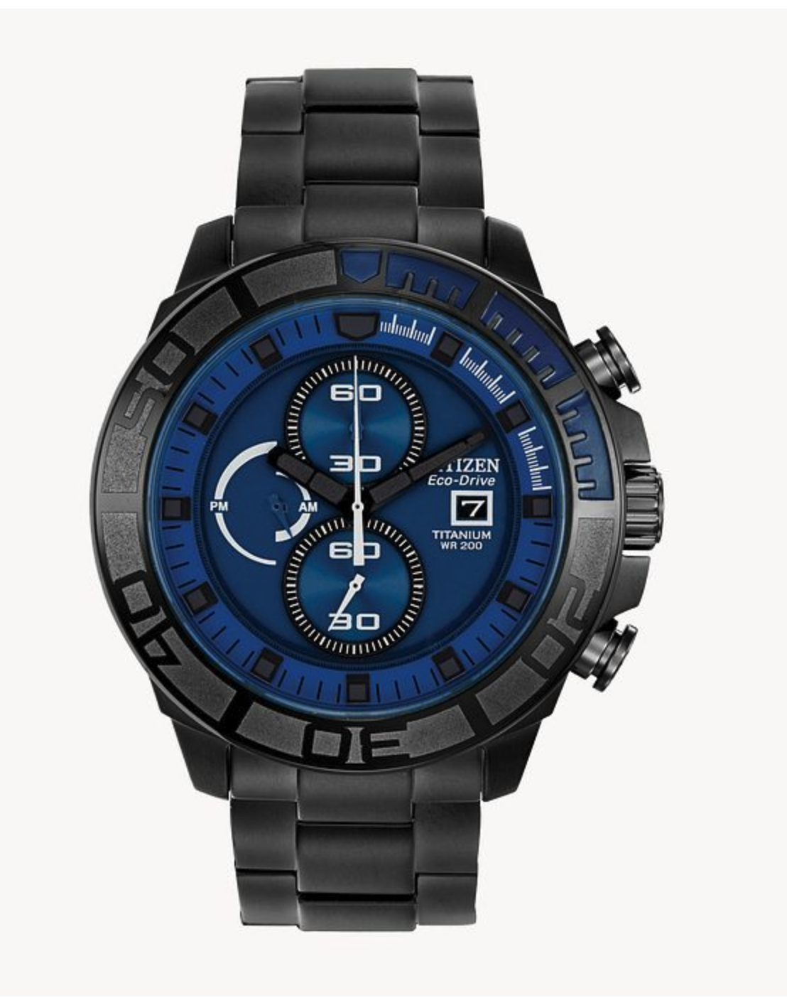 Citizen CA0525-50L Brycen B612-S087058 Eco-Drive Black Titanium Blue Dial Chronograph Date Men's Watch