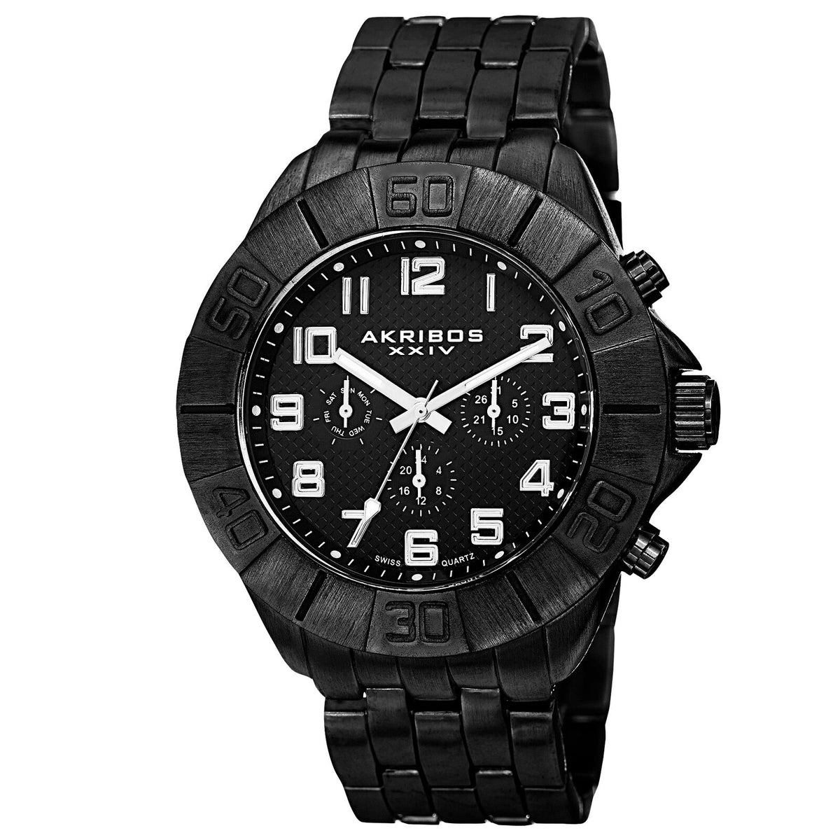 Akribos XXIV AK767BK Swiss Quartz Multifunction Black Bracelet Men's Watch