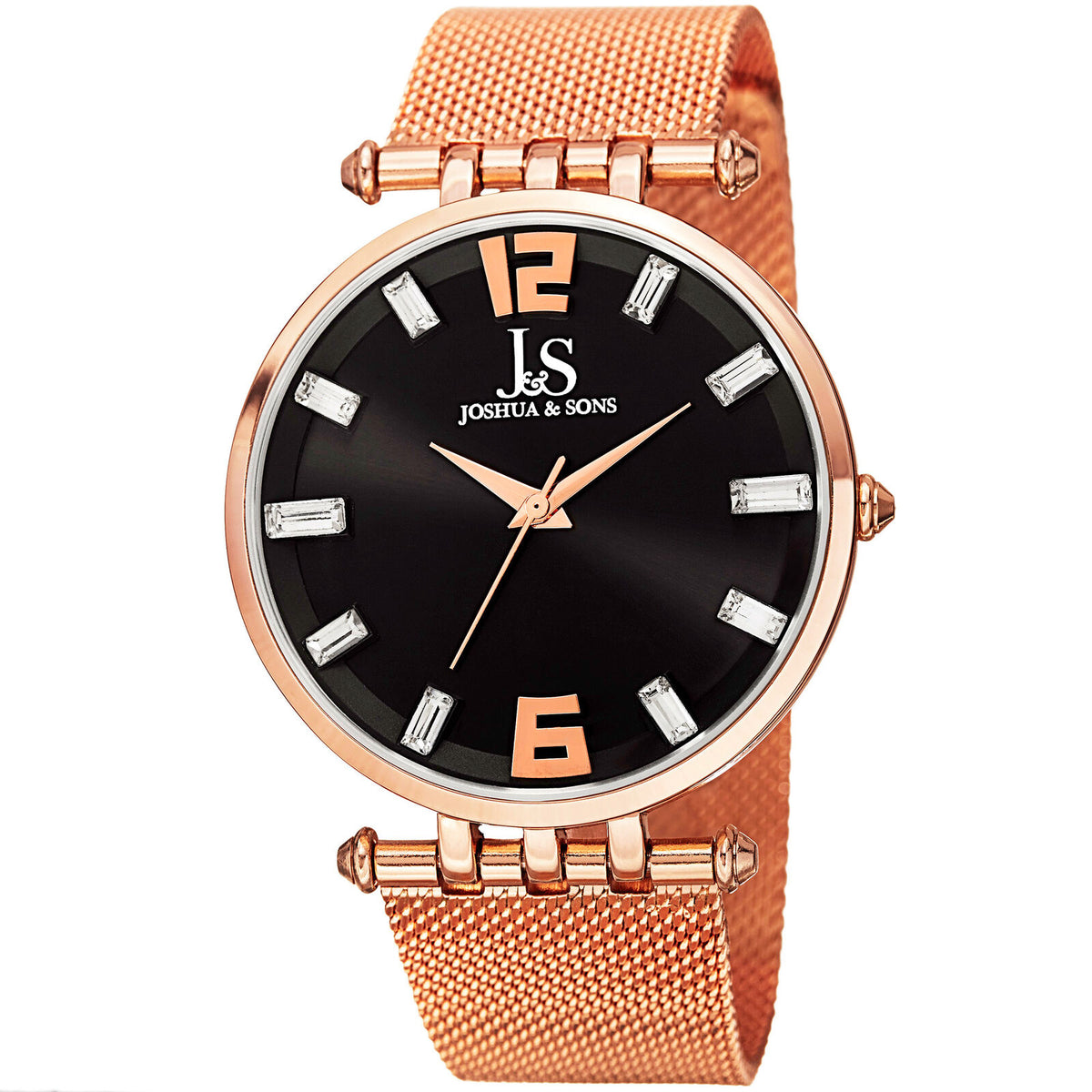 Joshua & Sons JS90RG Swiss Quartz Crystal Dial Rose-tone SS Mesh Men's Watch