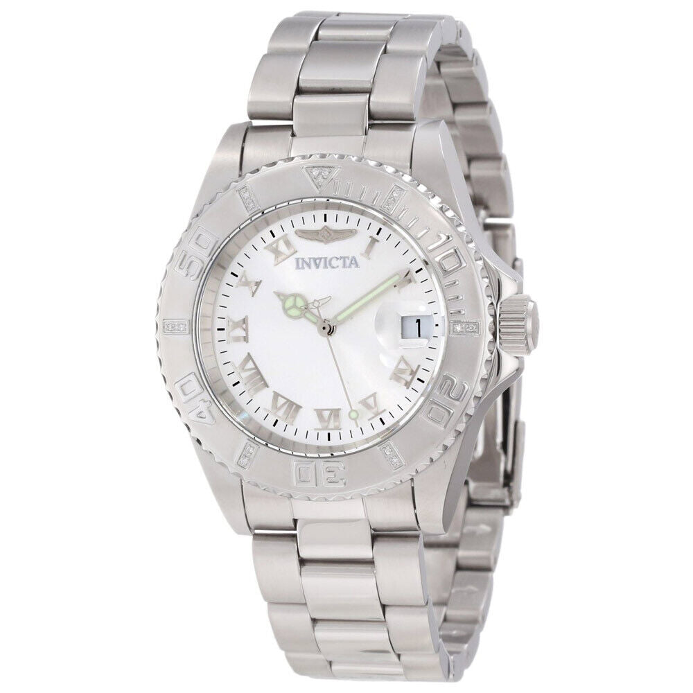 Invicta Women's Watch Pro Diver Quartz Diamond Silver Tone Steel Bracelet 12819