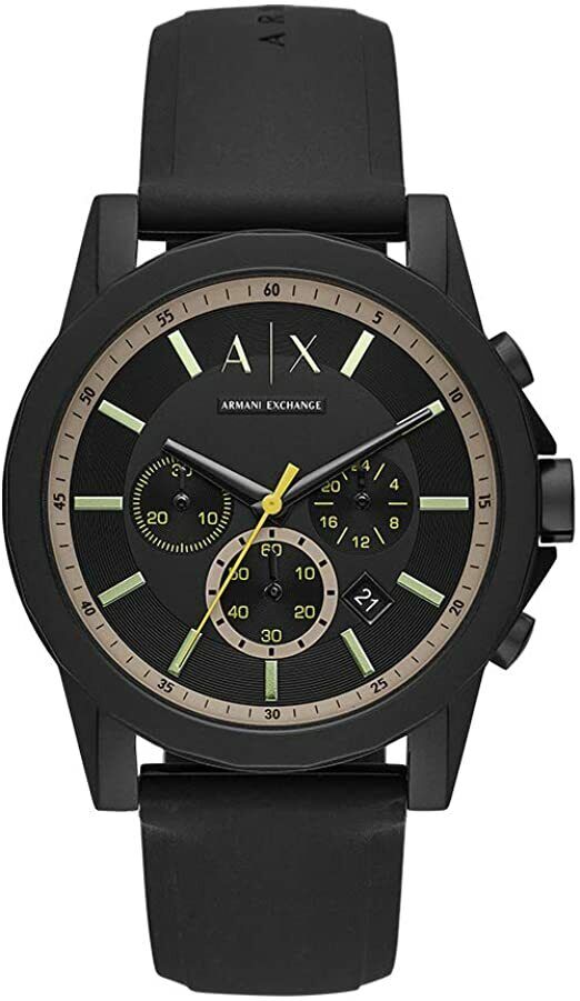 Armani Exchange Outerbanks Black Dial Round Chronograph Band Watch - AX1343