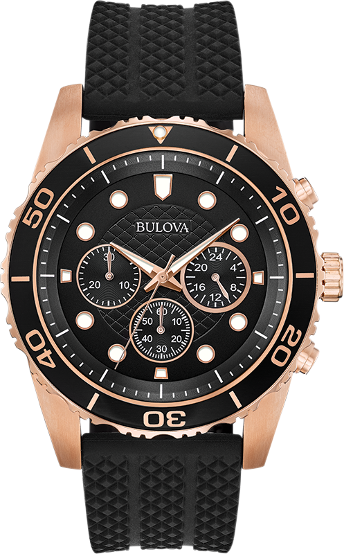 Bulova Men's Classic Chronograph Luminous Quartz Black Watch 44 MM 98A192