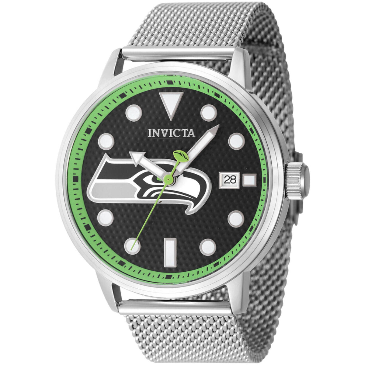 Invicta Men's Watch NFL Seattle Seahawks Blue Dial Steel Mesh Bracelet 47989