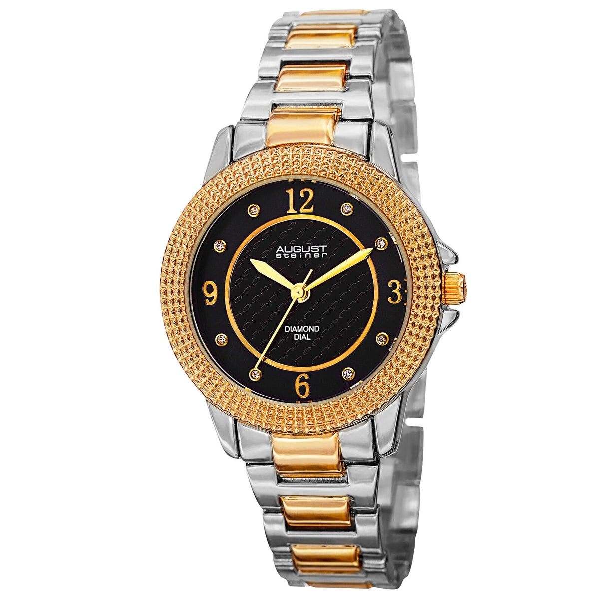 August Steiner AS8155TTG Diamond Markers Two-tone Bracelet Dress Women's Watch