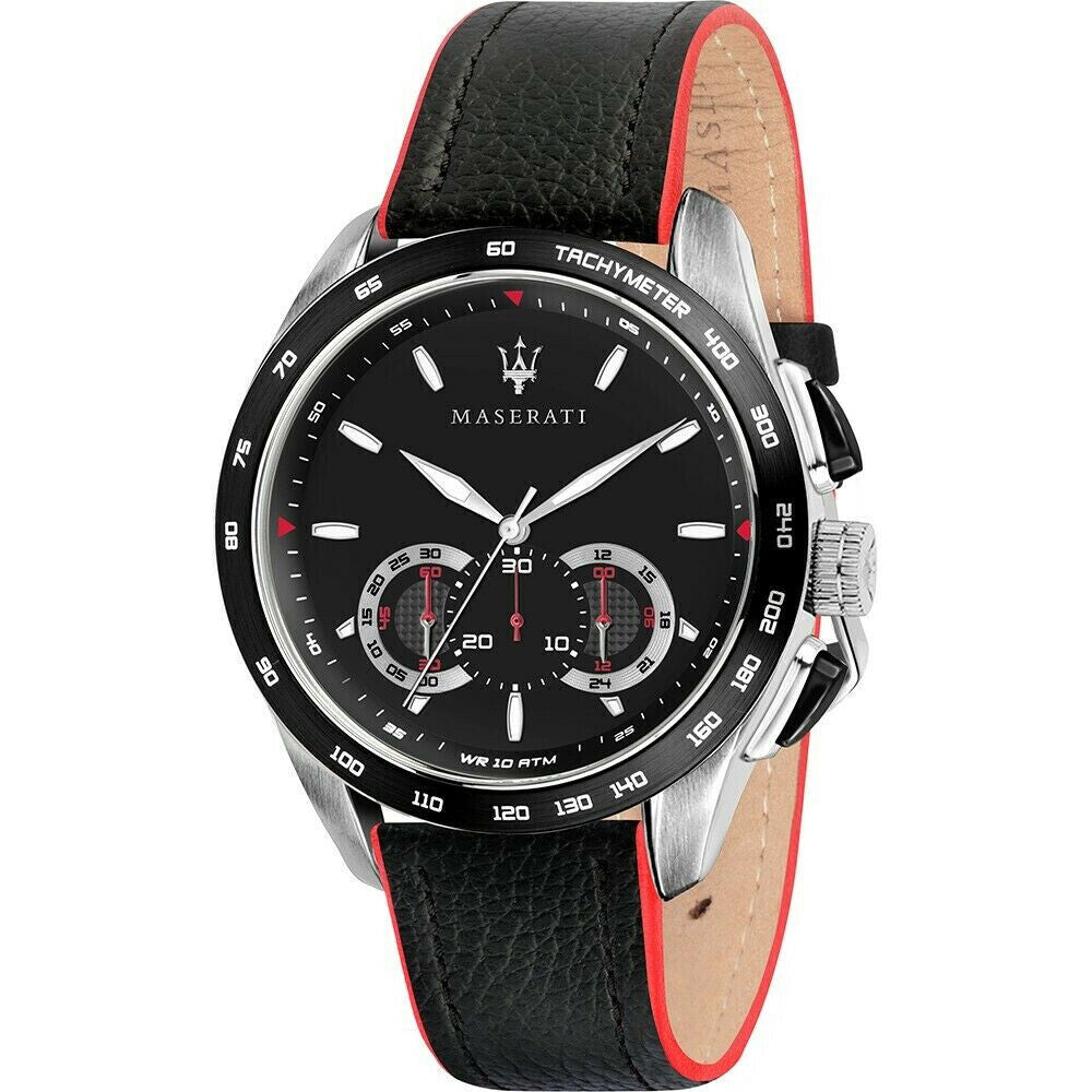 Maserati Traguardo Silver Stainless Steel and Black Strap Men Watch. R8871612028