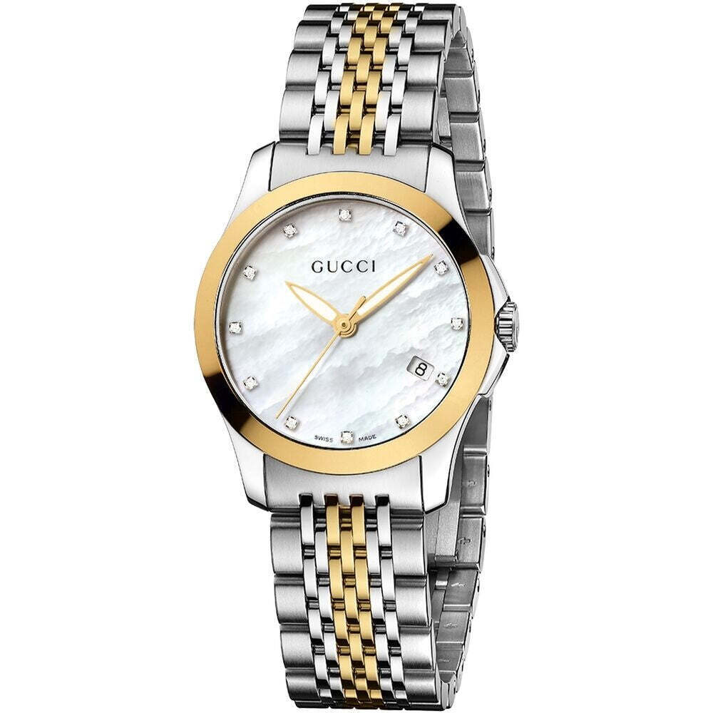 Gucci YA126513 G-Timeless 27mm Women's Diamond Two-Tone Stainless Steel Watch