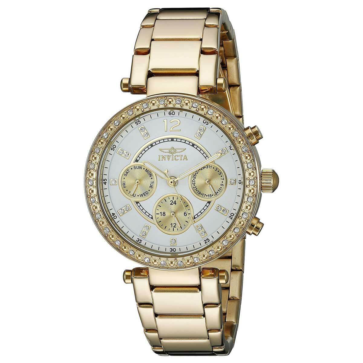 Invicta Women's Watch Angel Quartz Yellow Gold Stainless Steel Bracelet 21387