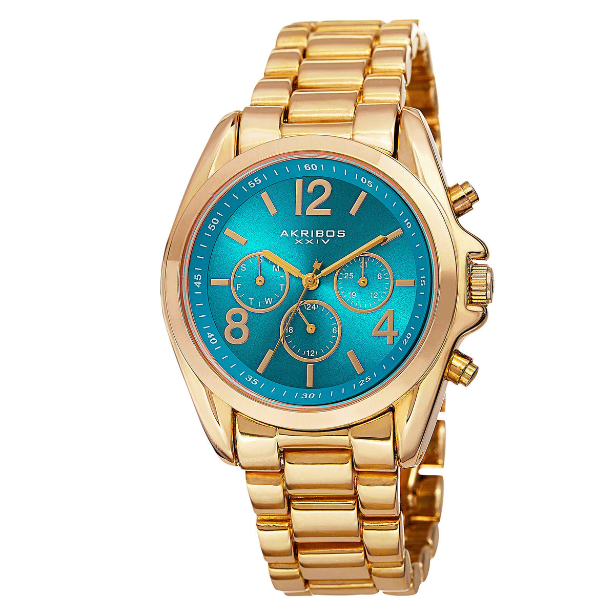 Akribos XXIV AK760YGTQ Multifunction Turquoise Dial Bracelet Women's Watch