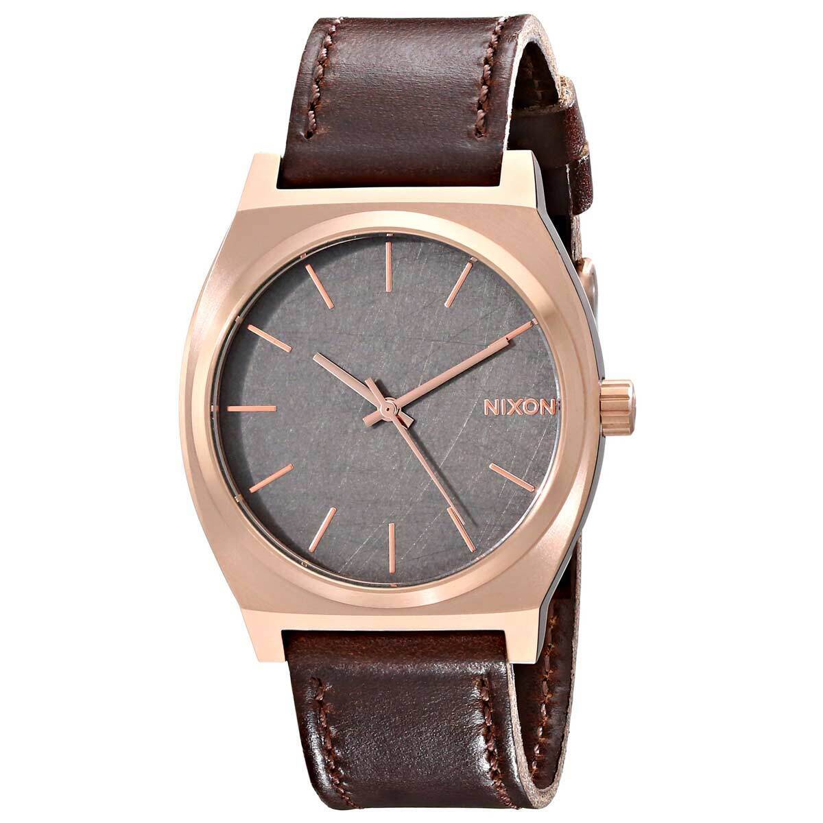 Nixon A0452001 Men's Time Teller Gunmetal Dial Brown Band Watch